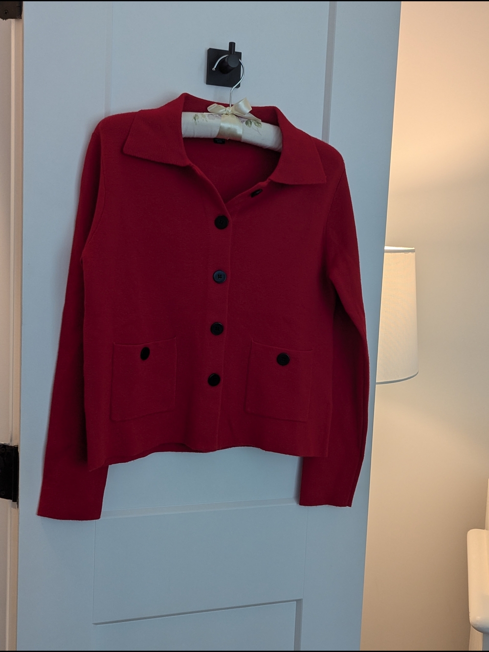 Faith & Zoe Red Button-Front Sweater Cardigan - Picture 5 of 5